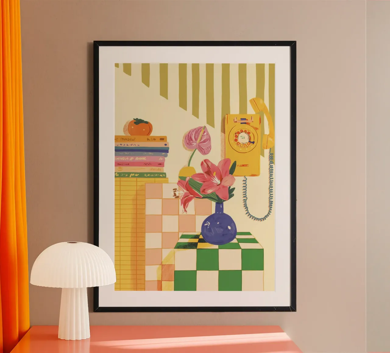 Flowers and telephone poster con telaio in plastica da GigiRosado