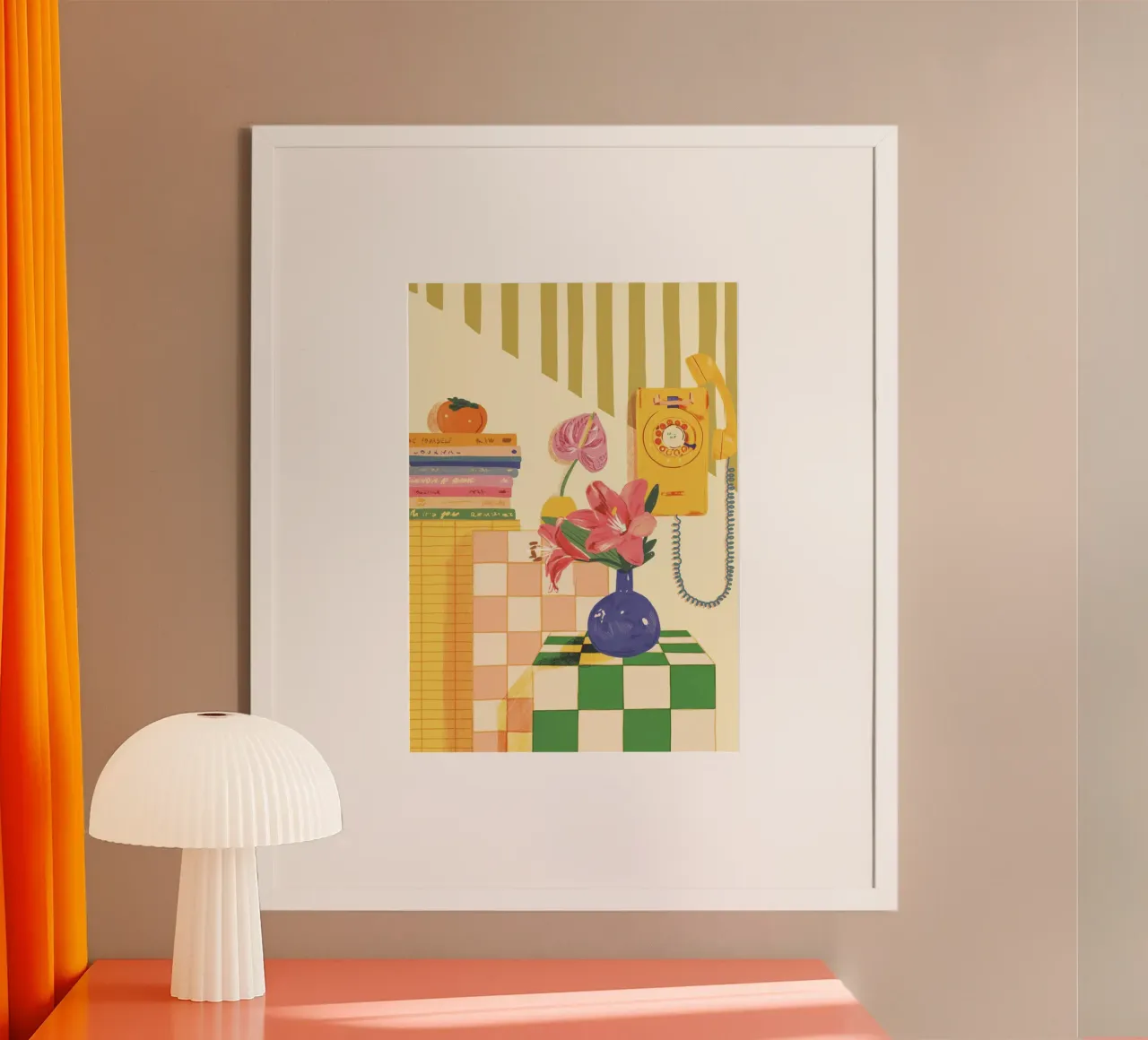 Flowers and telephone poster con telaio in plastica da GigiRosado