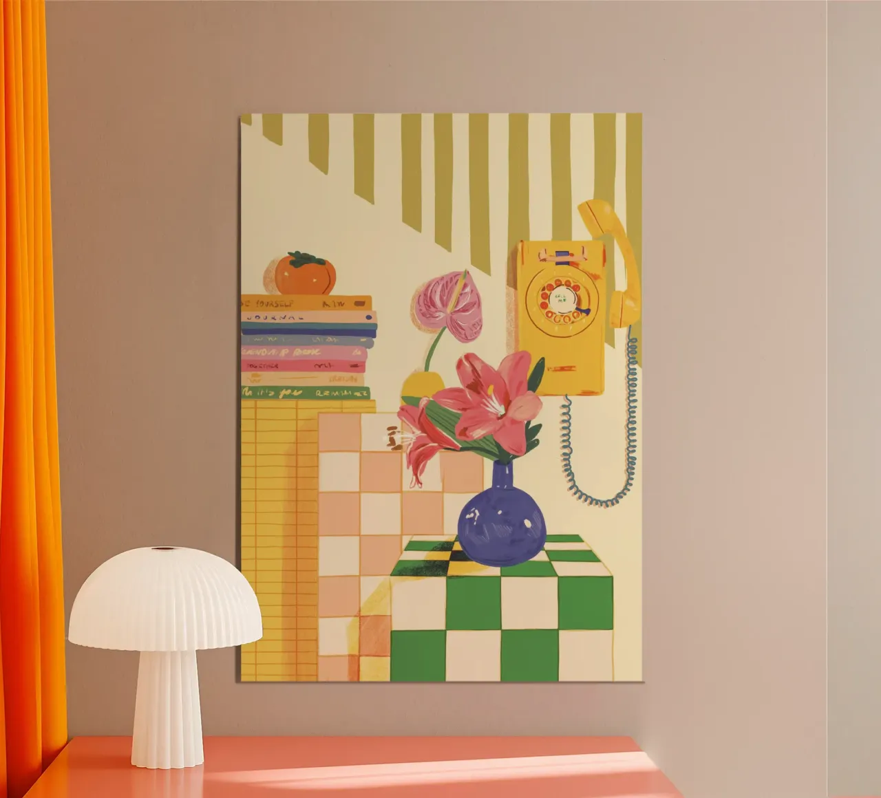 Flowers and telephone poster con telaio in plastica da GigiRosado