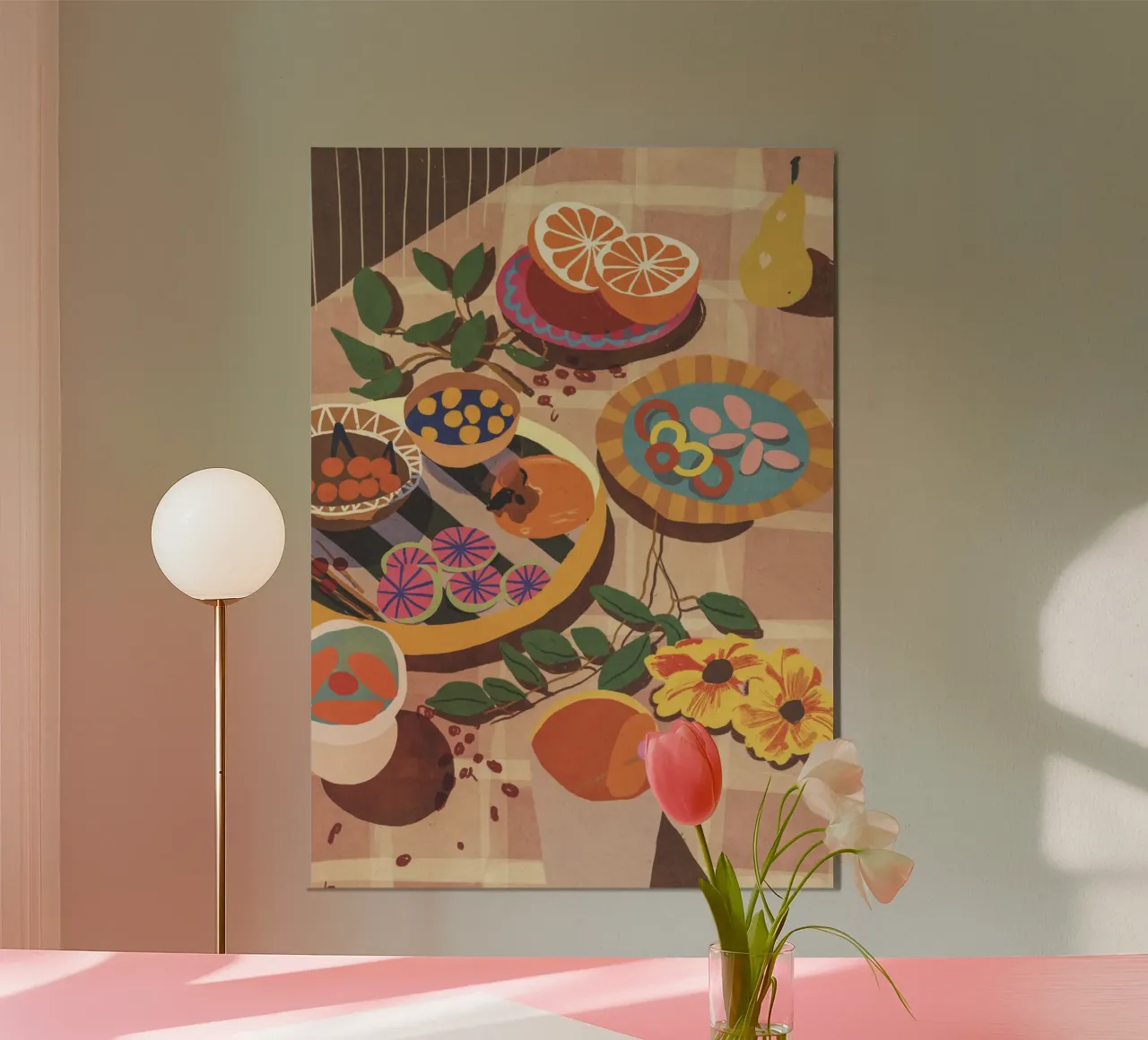 Sunny still life poster con telaio in legno da GigiRosado