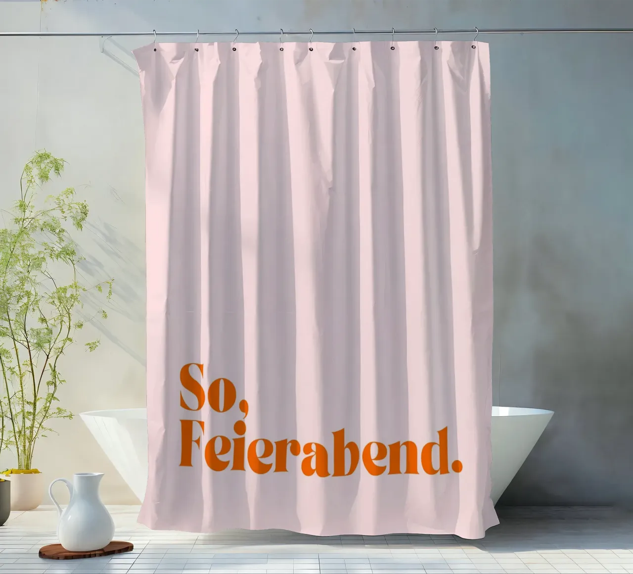 So, Feierabend | Minimalistisches Print in Trendfarben tenda da doccia da PrintCessStudio
