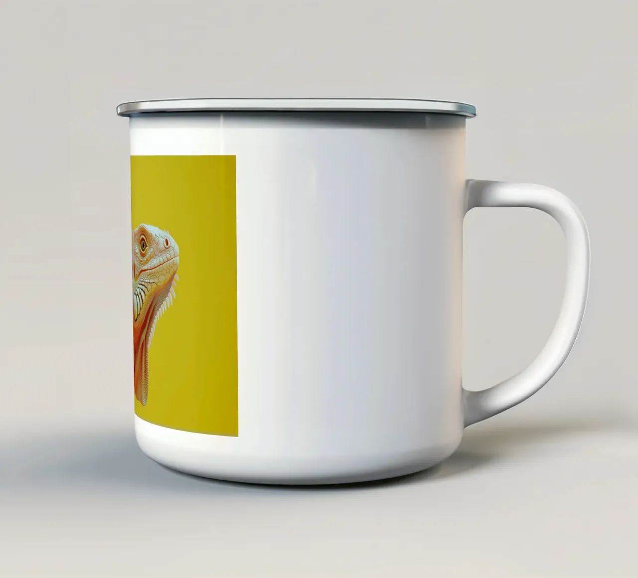 Ritratto di iguana gialla tazza in smalto da Carinaprint