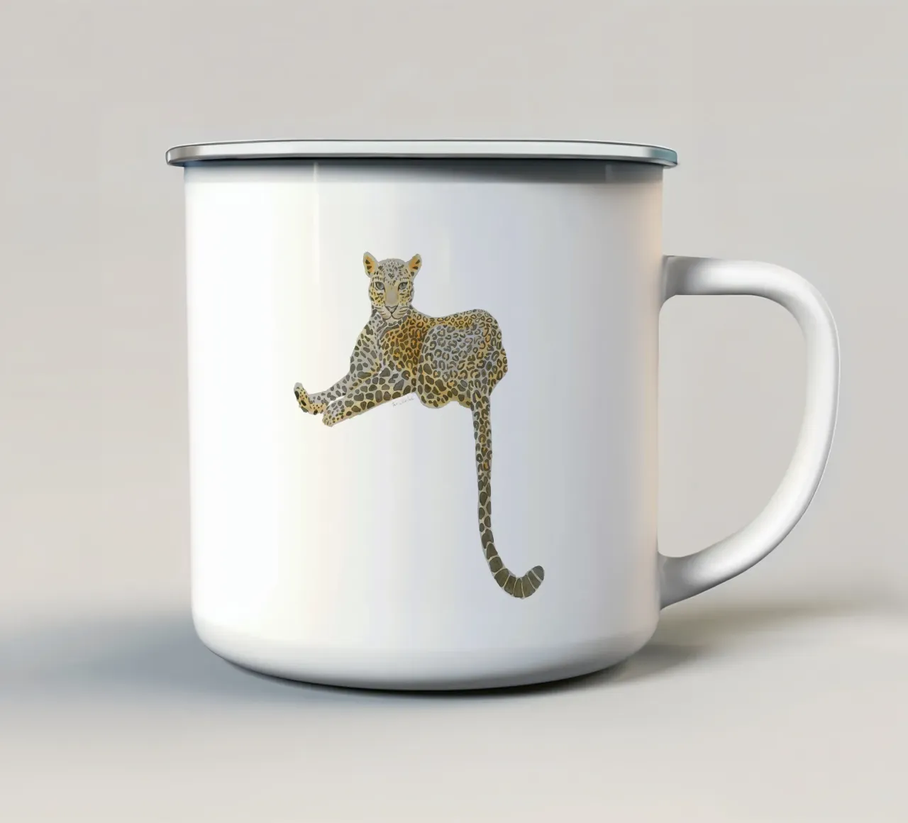 Leopardo Giaguaro Safari Gatto selvatico Illustrazione ad acquerello tazza in smalto da This Wild Soul - Illustration