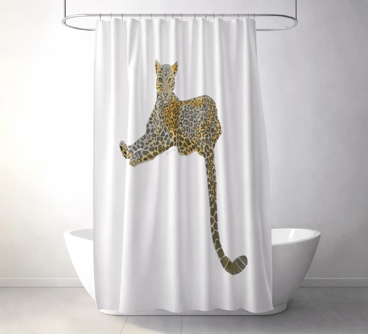 Leopard Jaguar Safari Cat Wildlife Watercolour Illustration shower curtain by This Wild Soul - Illustration