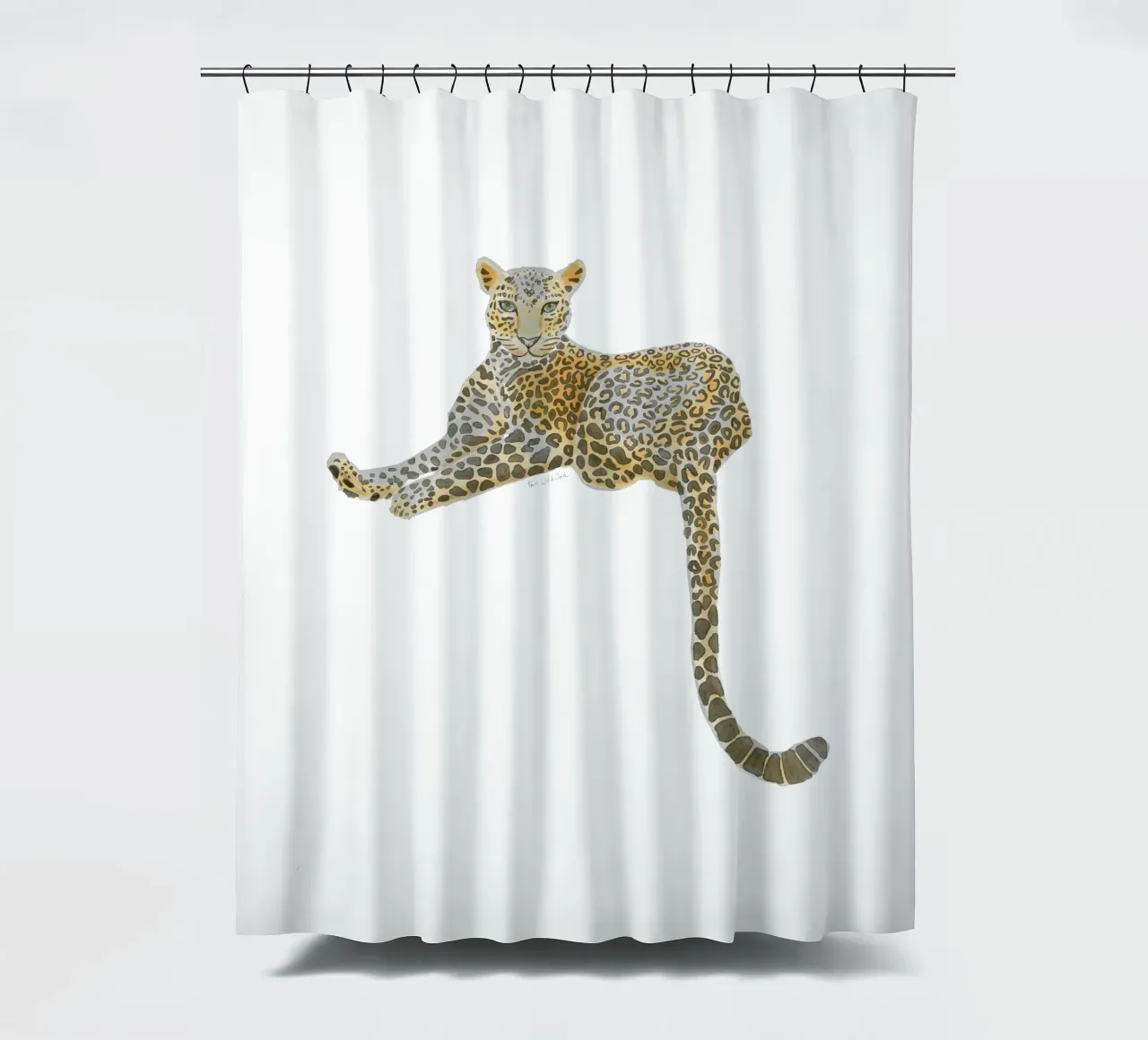 Leopard Jaguar Safari Cat Wildlife Watercolour Illustration shower curtain by This Wild Soul - Illustration
