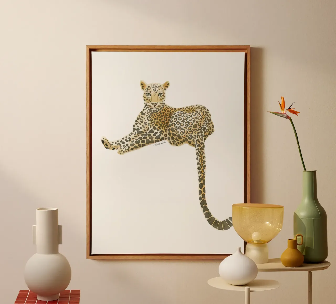 Luipaard Jaguar Safari Kat Wildlife Aquarel Illustratie canvas met Baklijst van This Wild Soul - Illustration