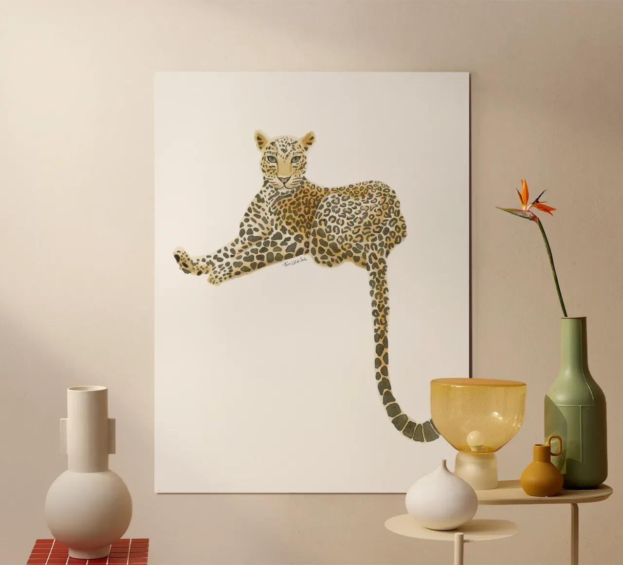 Leopardo Giaguaro Safari Gatto selvatico Illustrazione ad acquerello poster con telaio in legno da This Wild Soul - Illustration