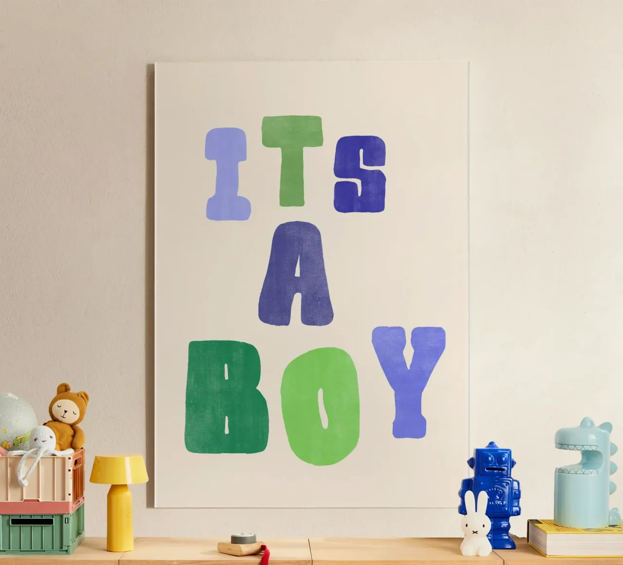 It’s a Boy! | Bright & Joyful Baby Announcement Print plexiglass da PrintCessStudio