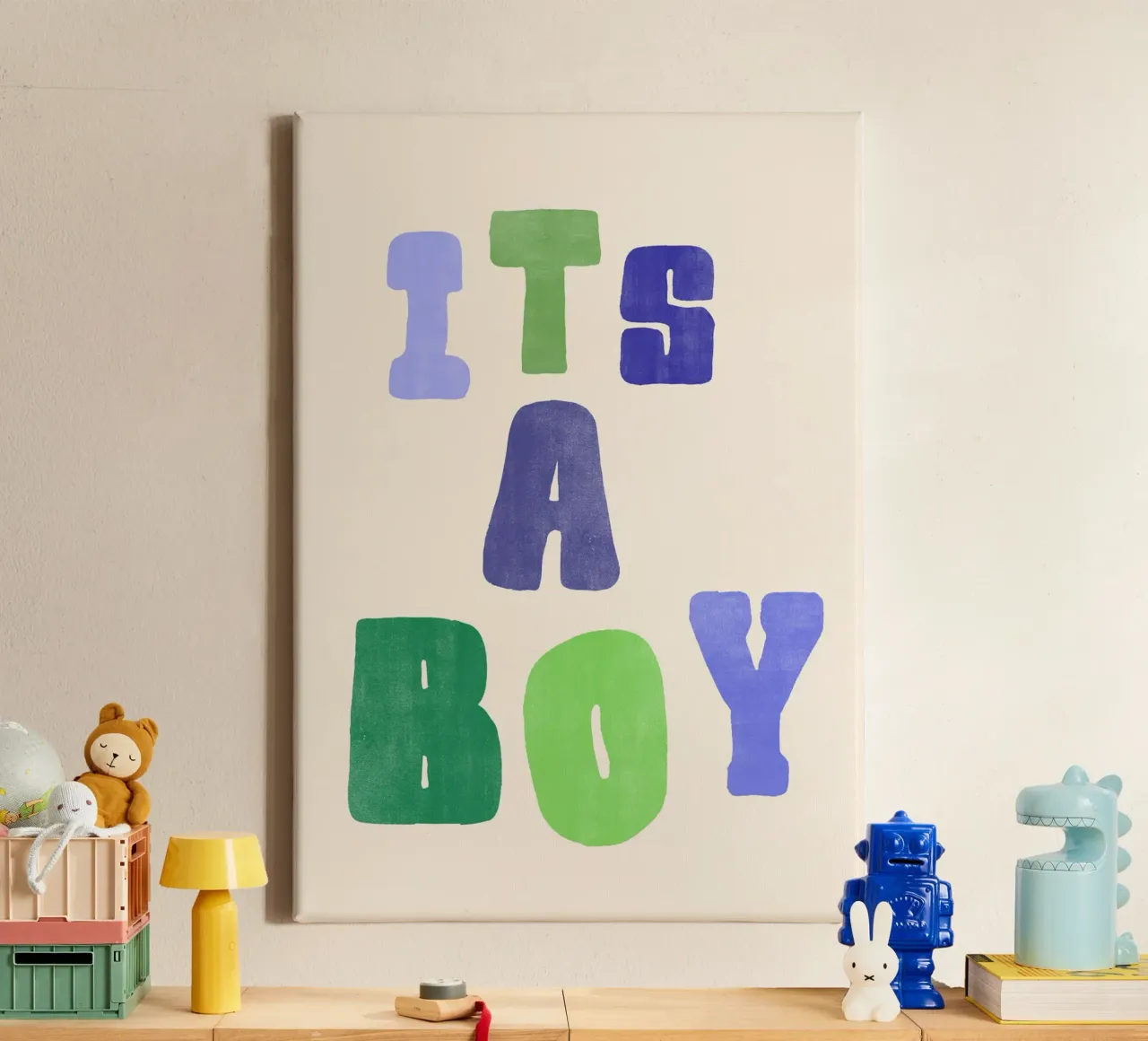 It’s a Boy! | Bright & Joyful Baby Announcement Print tela da PrintCessStudio