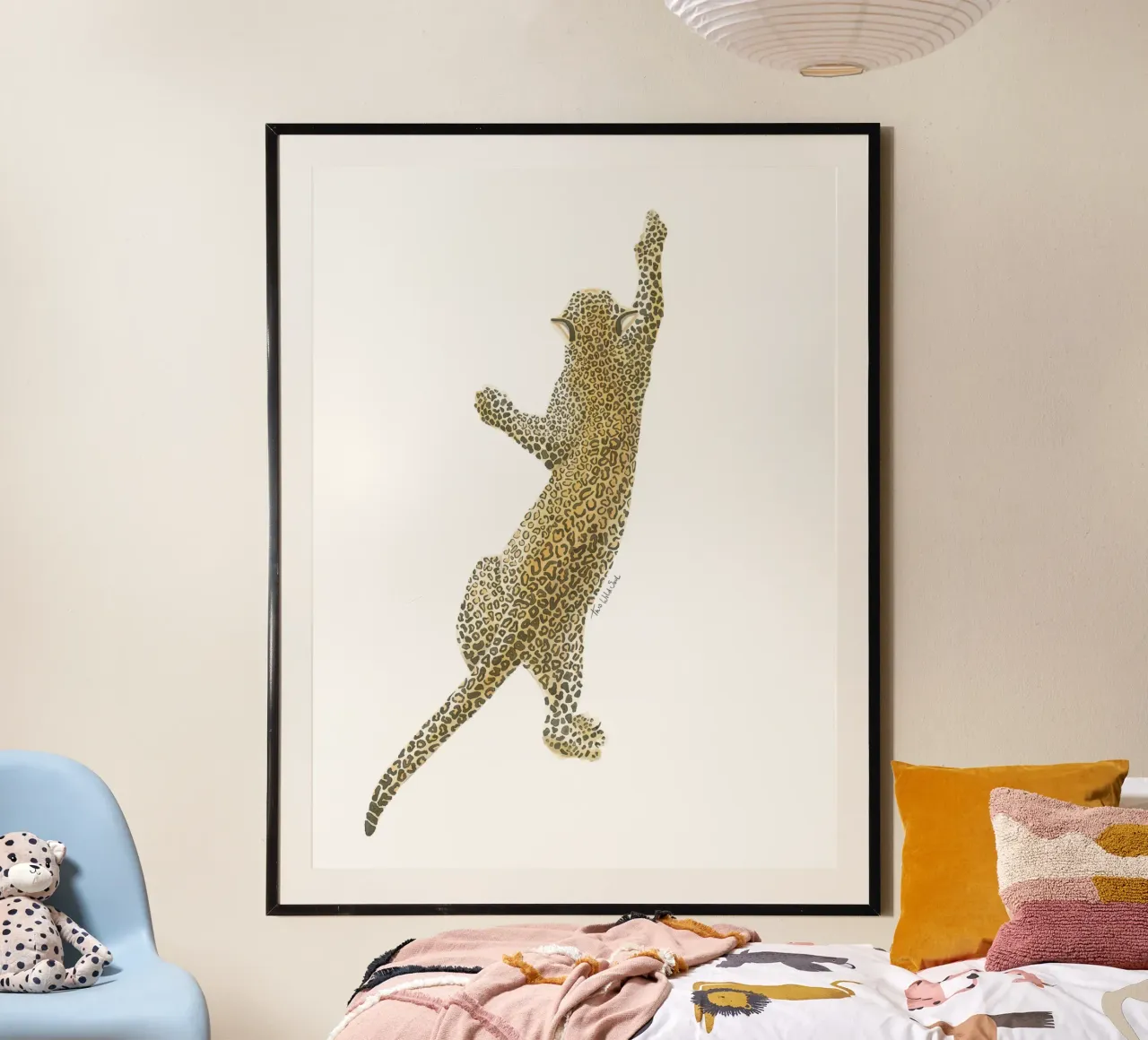 Leopardo Giaguaro Safari Gatto selvatico Illustrazione ad acquerello poster con telaio in legno da This Wild Soul - Illustration