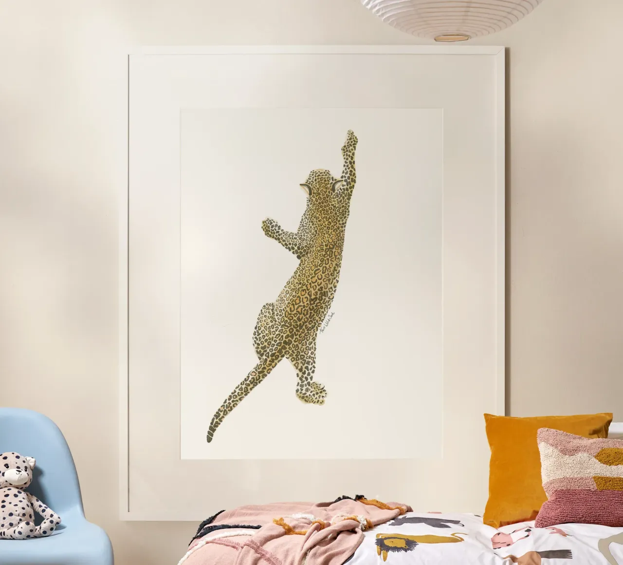 Leopardo Giaguaro Safari Gatto selvatico Illustrazione ad acquerello poster con telaio in legno da This Wild Soul - Illustration