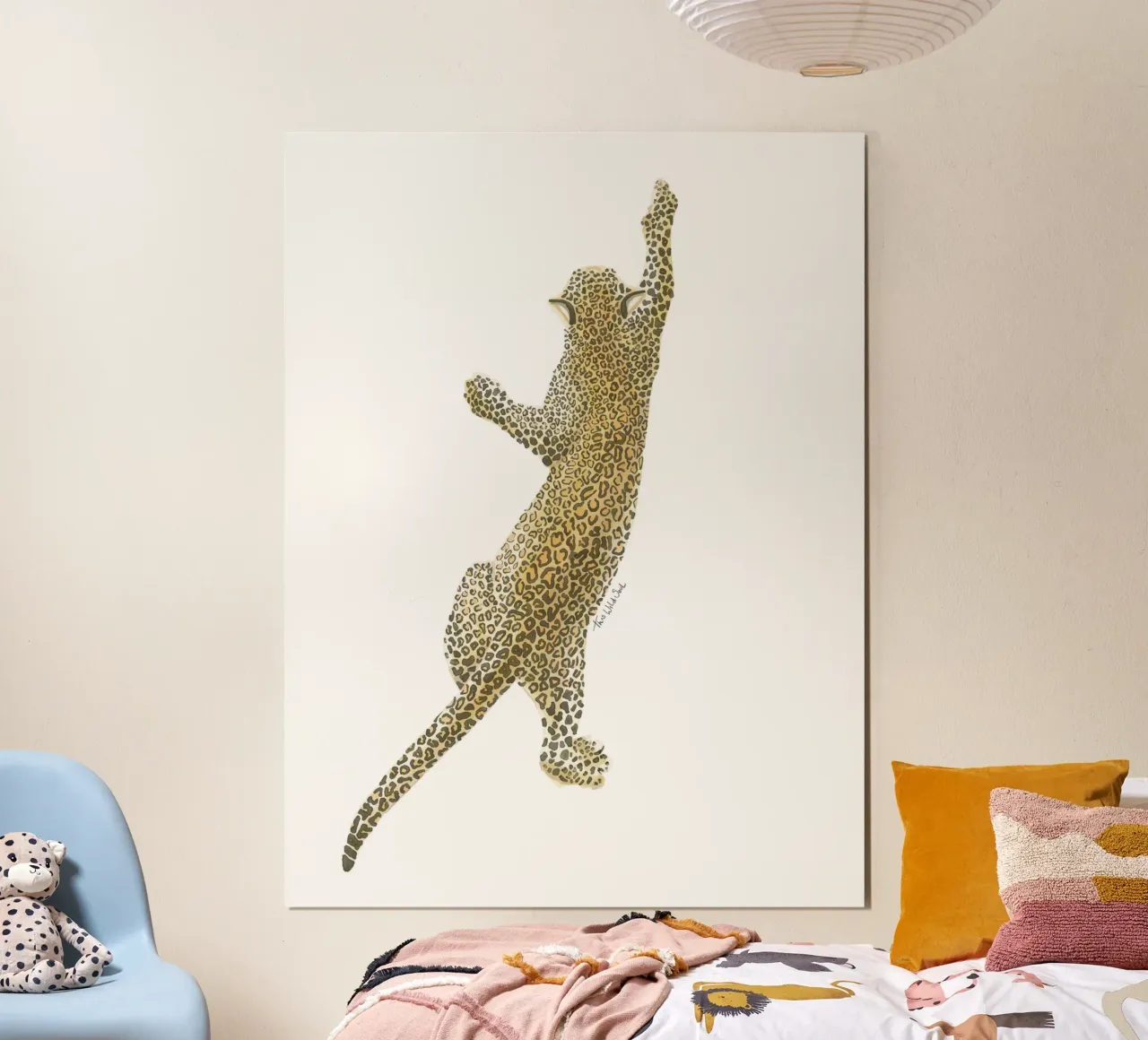 Leopardo Giaguaro Safari Gatto selvatico Illustrazione ad acquerello poster con telaio in legno da This Wild Soul - Illustration