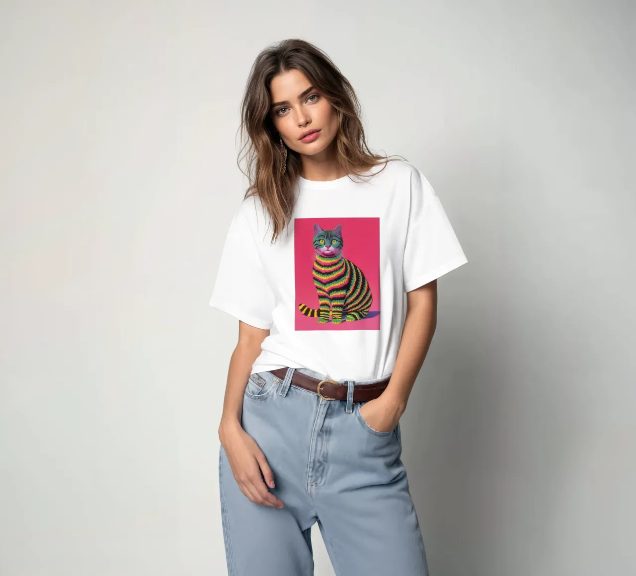 Katze mit Streifenkostüm T-Shirt von Carinaprint