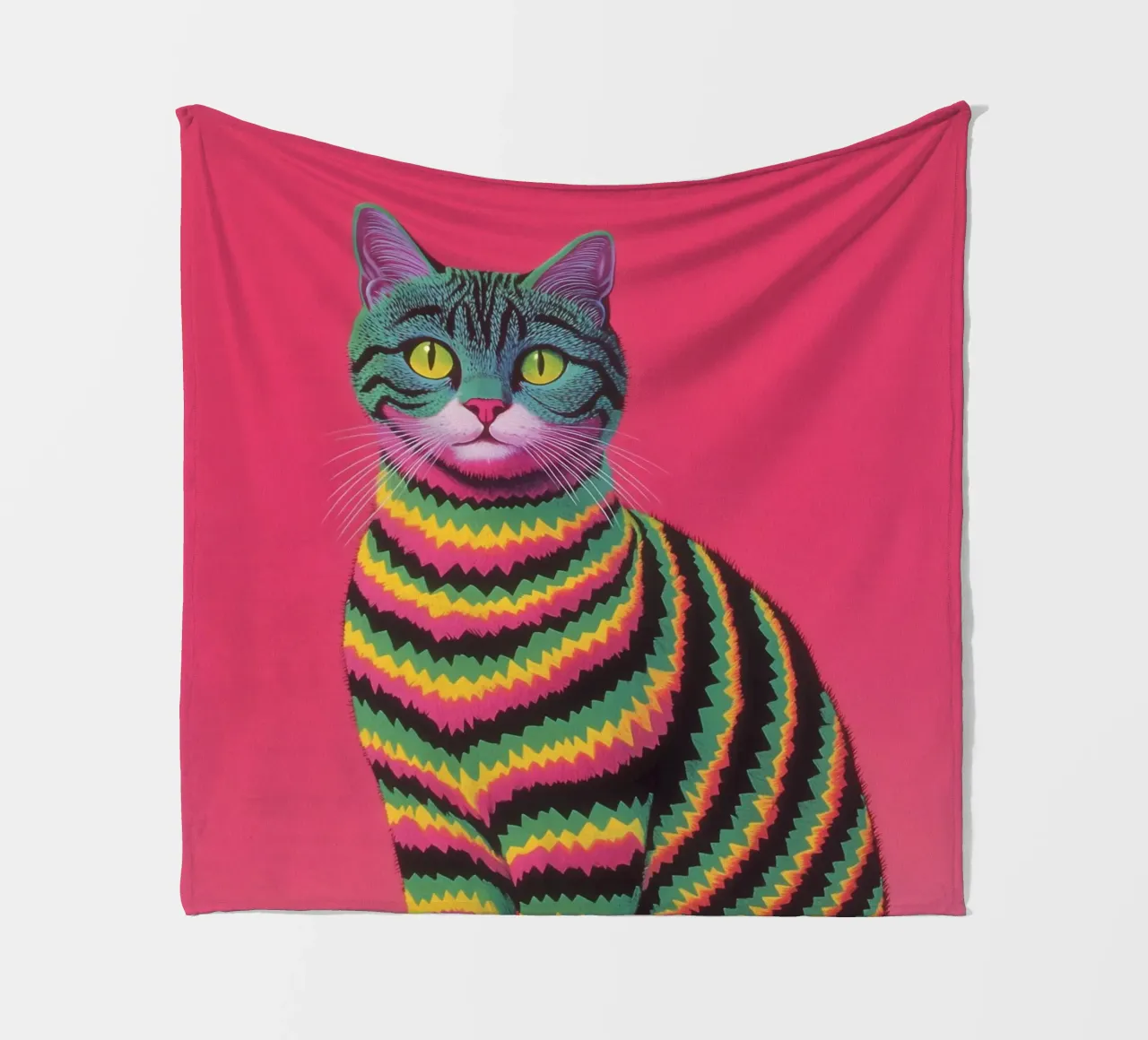 Gatto con costume a righe coperta in pile da Carinaprint