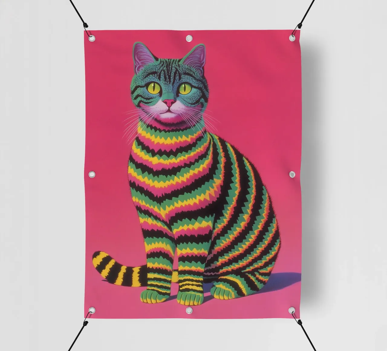 Gatto con costume a righe telo in pvc da Carinaprint