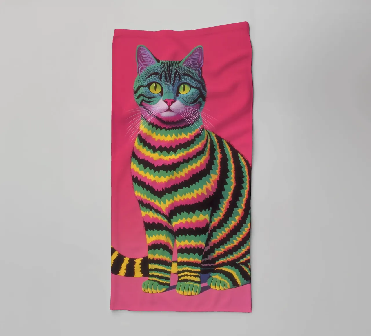 Cat with striped costume towel by Carinaprint