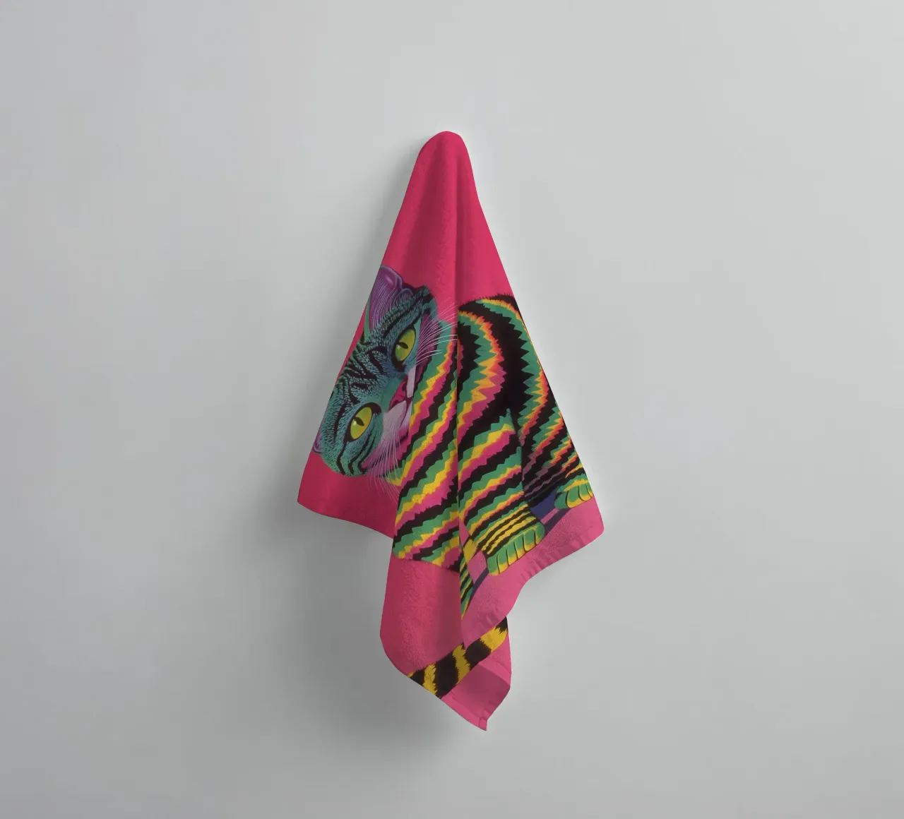 Cat with striped costume towel by Carinaprint