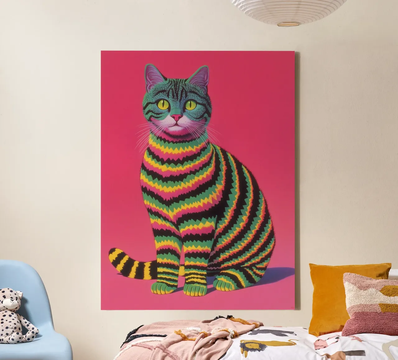Kat met gestreept kostuum canvas met Baklijst van Carinaprint