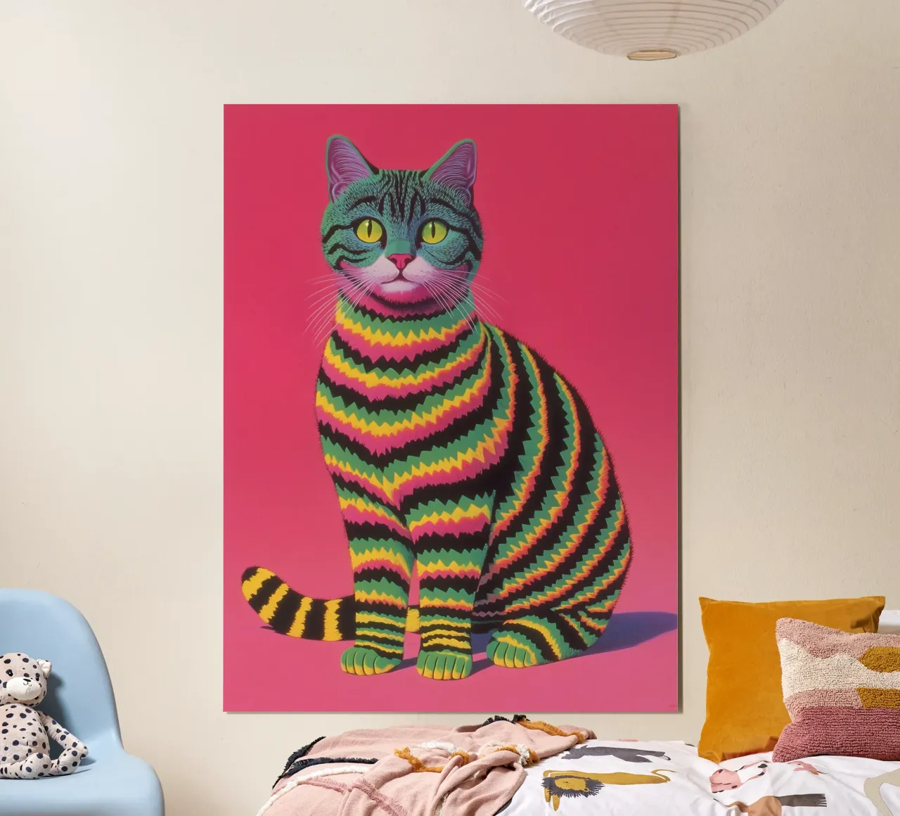 Gatto con costume a righe carta hahnemühle da Carinaprint