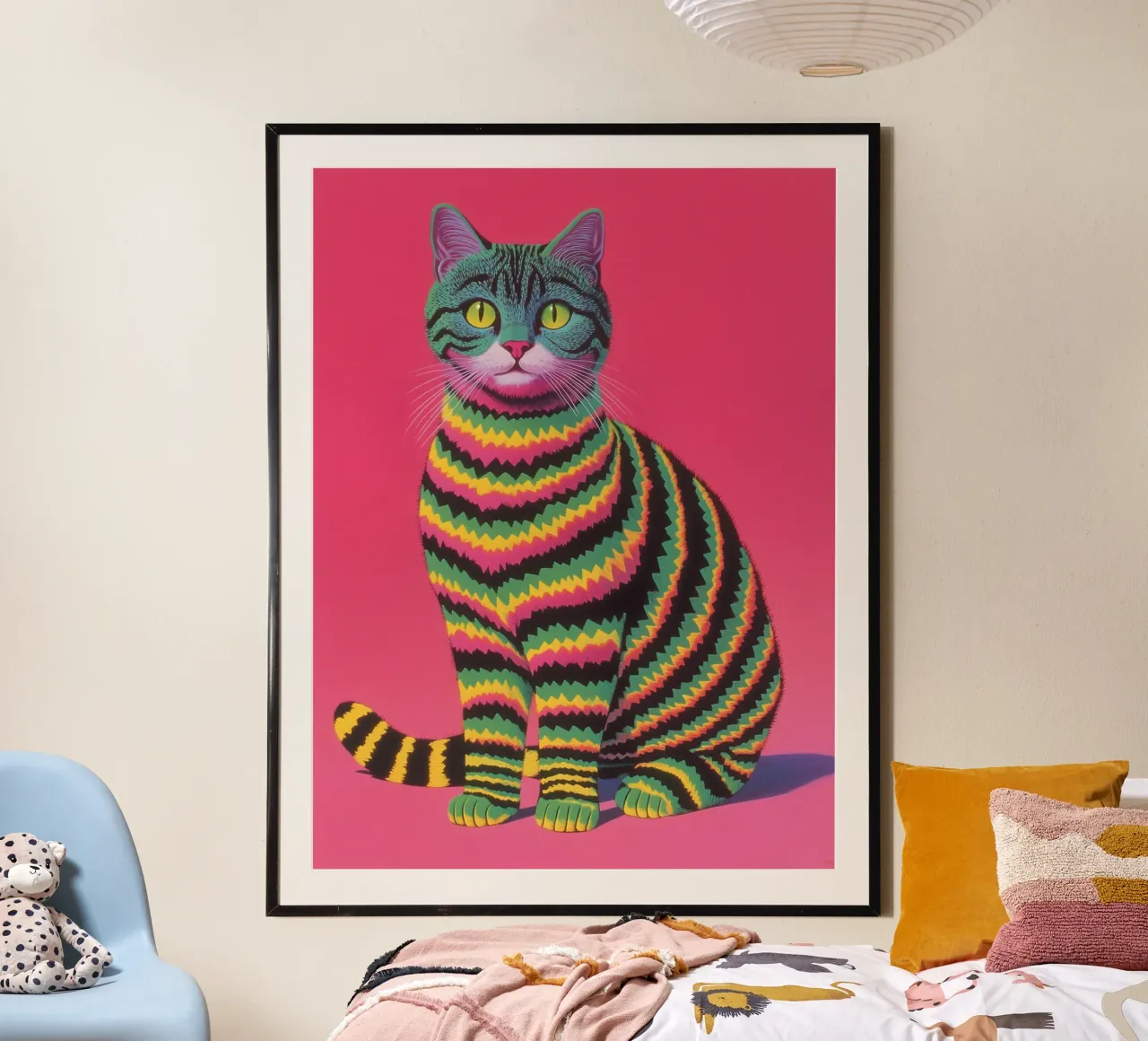 Gatto con costume a righe carta hahnemühle da Carinaprint