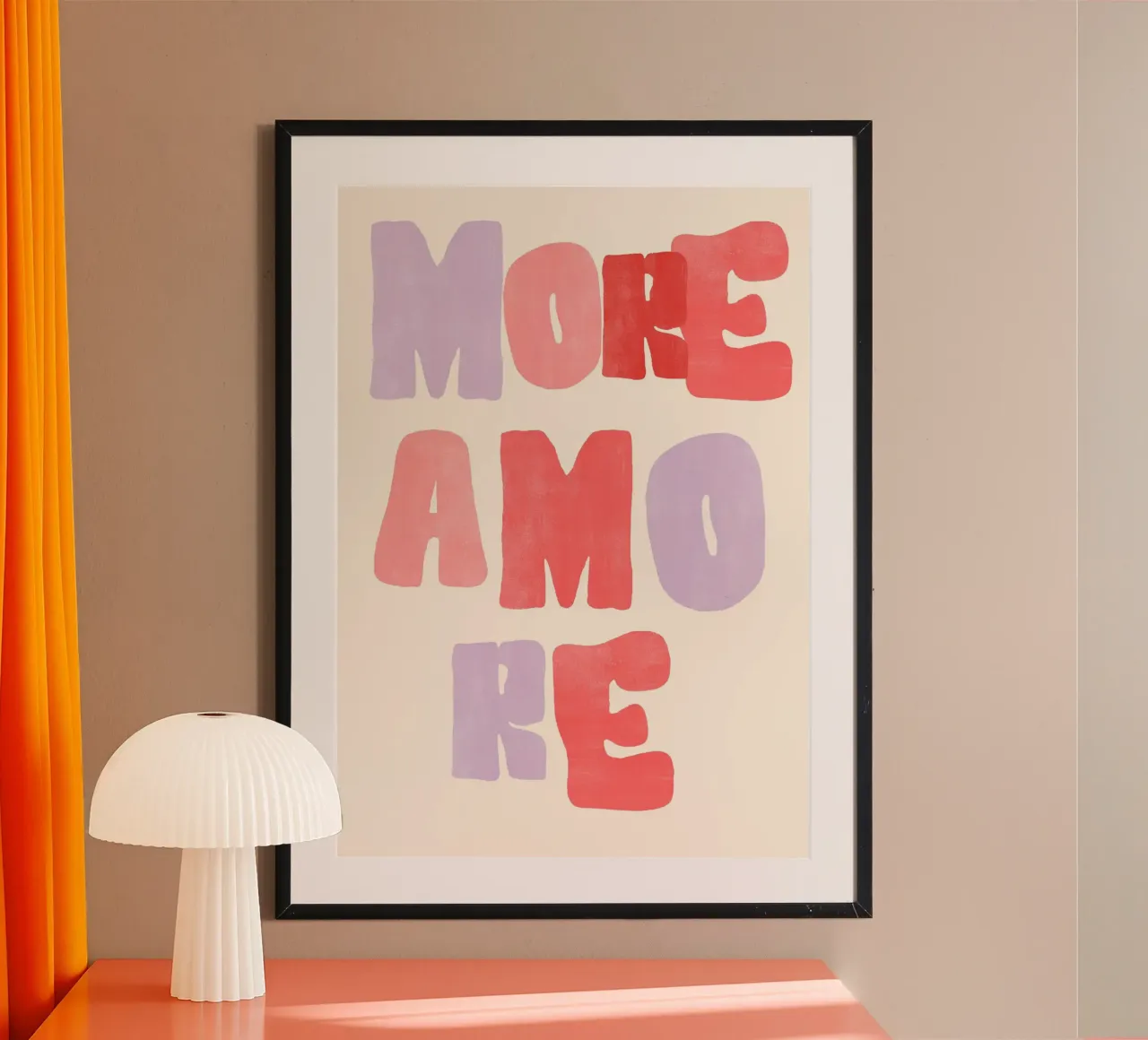 More Amore | Bold & Passionate Love Print poster con telaio in legno da PrintCessStudio
