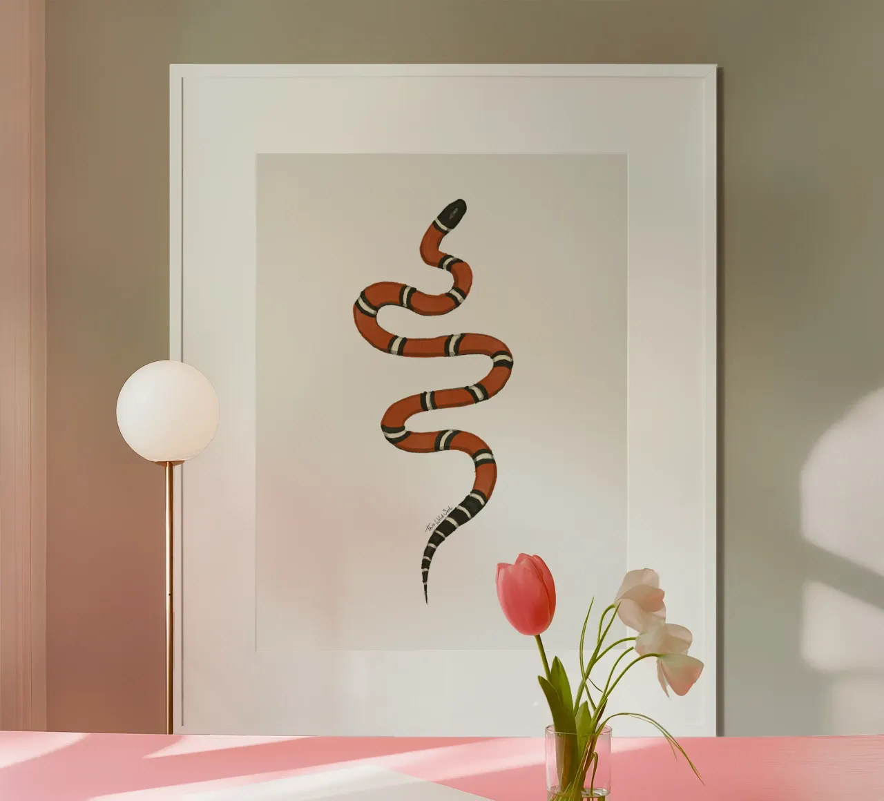 L'anno del serpente - Illustrazione ad acquerello del serpente reale del latte poster con telaio in plastica da This Wild Soul - Illustration