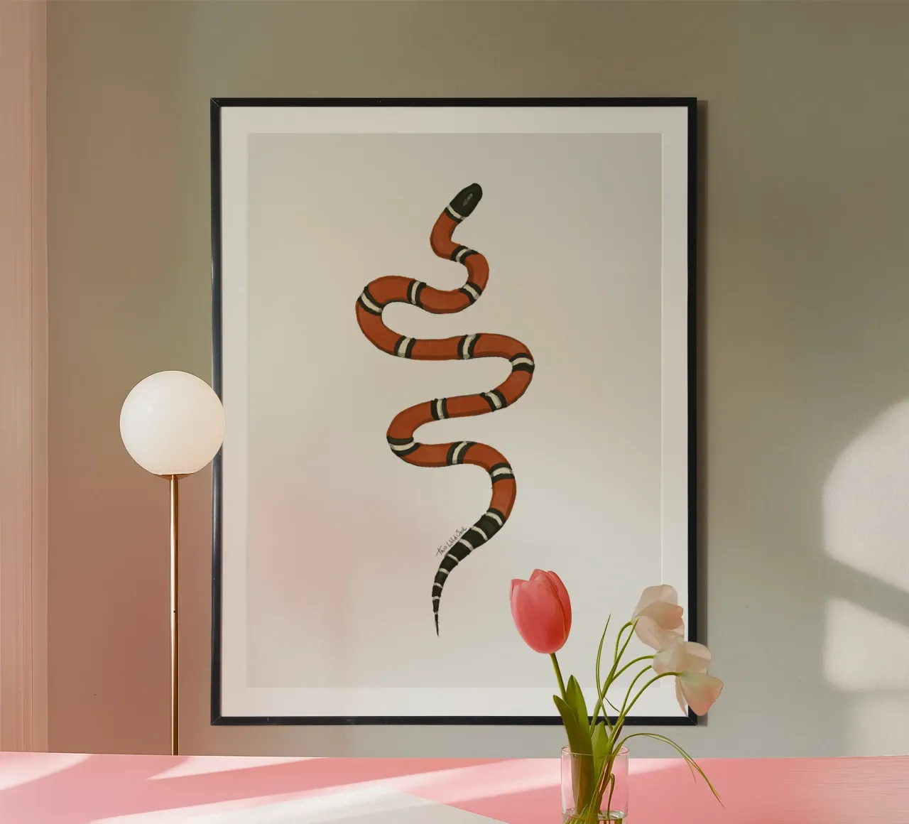 L'anno del serpente - Illustrazione ad acquerello del serpente reale del latte poster con telaio in plastica da This Wild Soul - Illustration