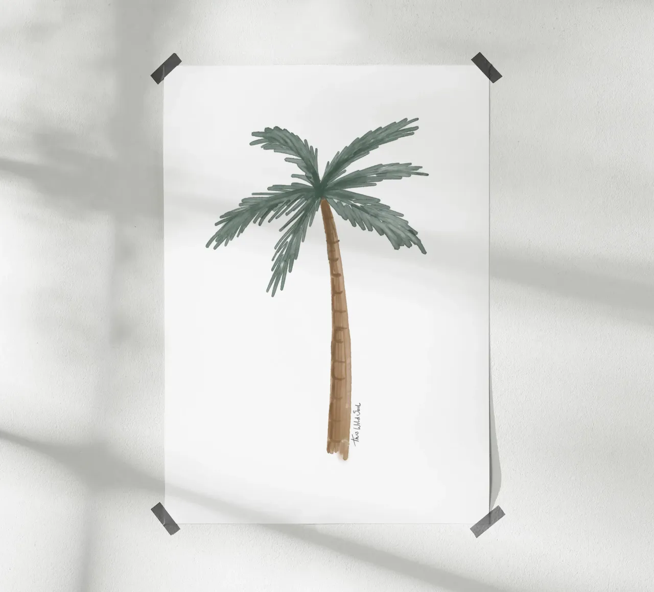 palma costiera illustrazione acquerello boho minimalista poster con telaio in plastica da This Wild Soul - Illustration