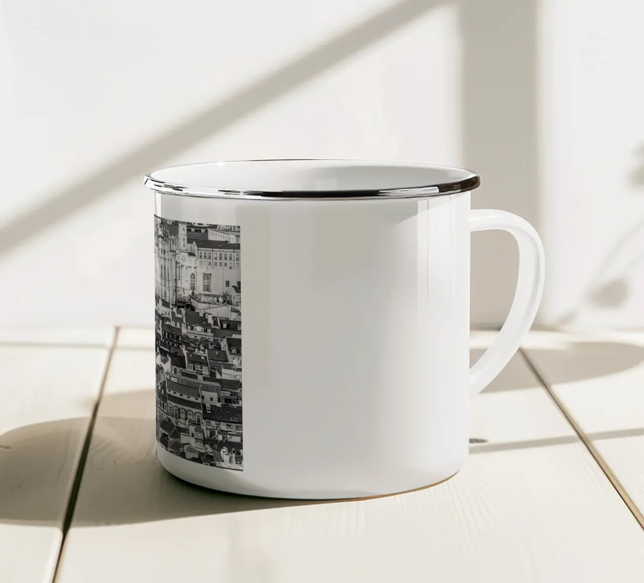 Lisbona storica B&N tazza in smalto da Carinaprint