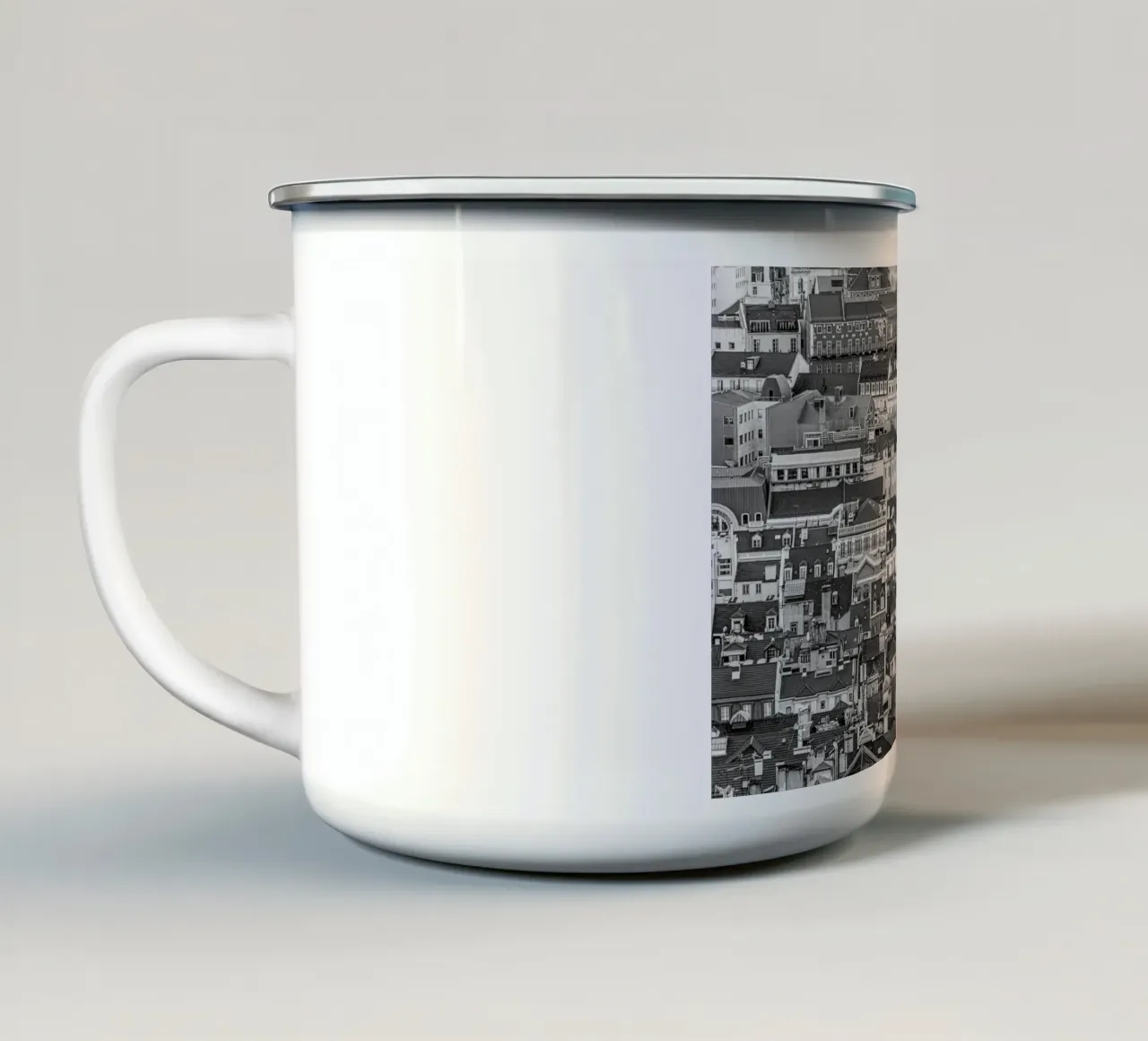 Lisbona storica B&N tazza in smalto da Carinaprint