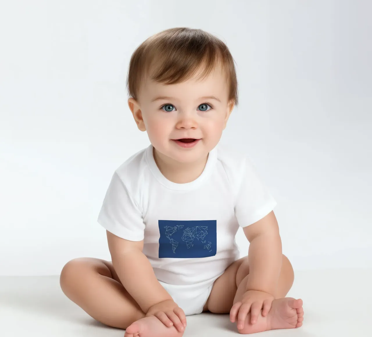 Geometrical World Indigo body neonato maniche corte da Studio Nahili