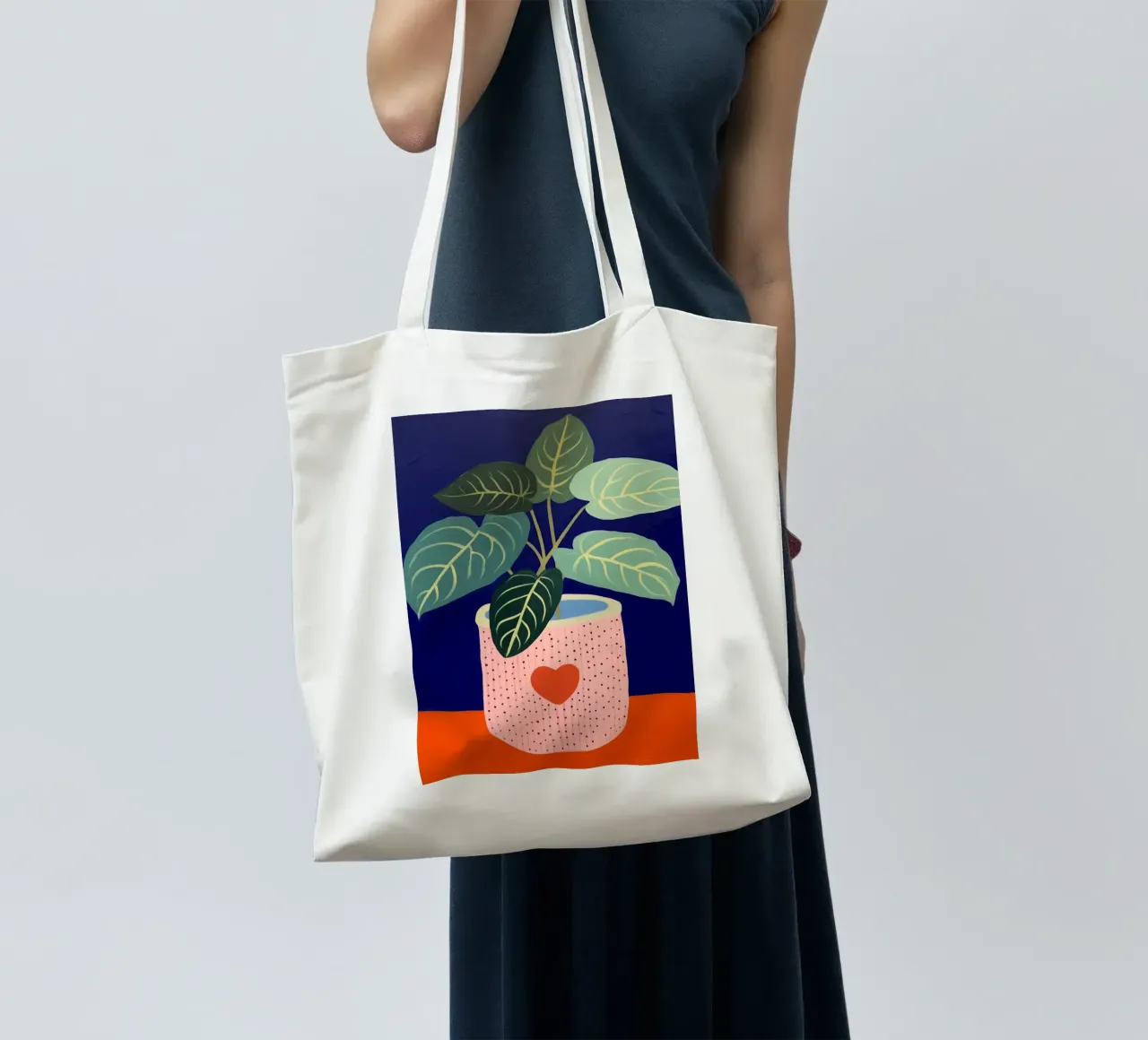 Una pianta con un cuore borsa in juta da Carinaprint
