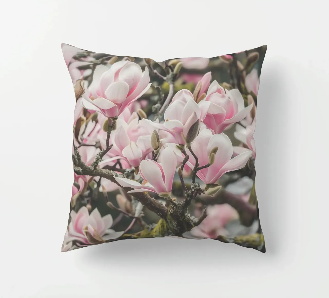 Magia dei fiori di magnolia cuscino da Carinaprint