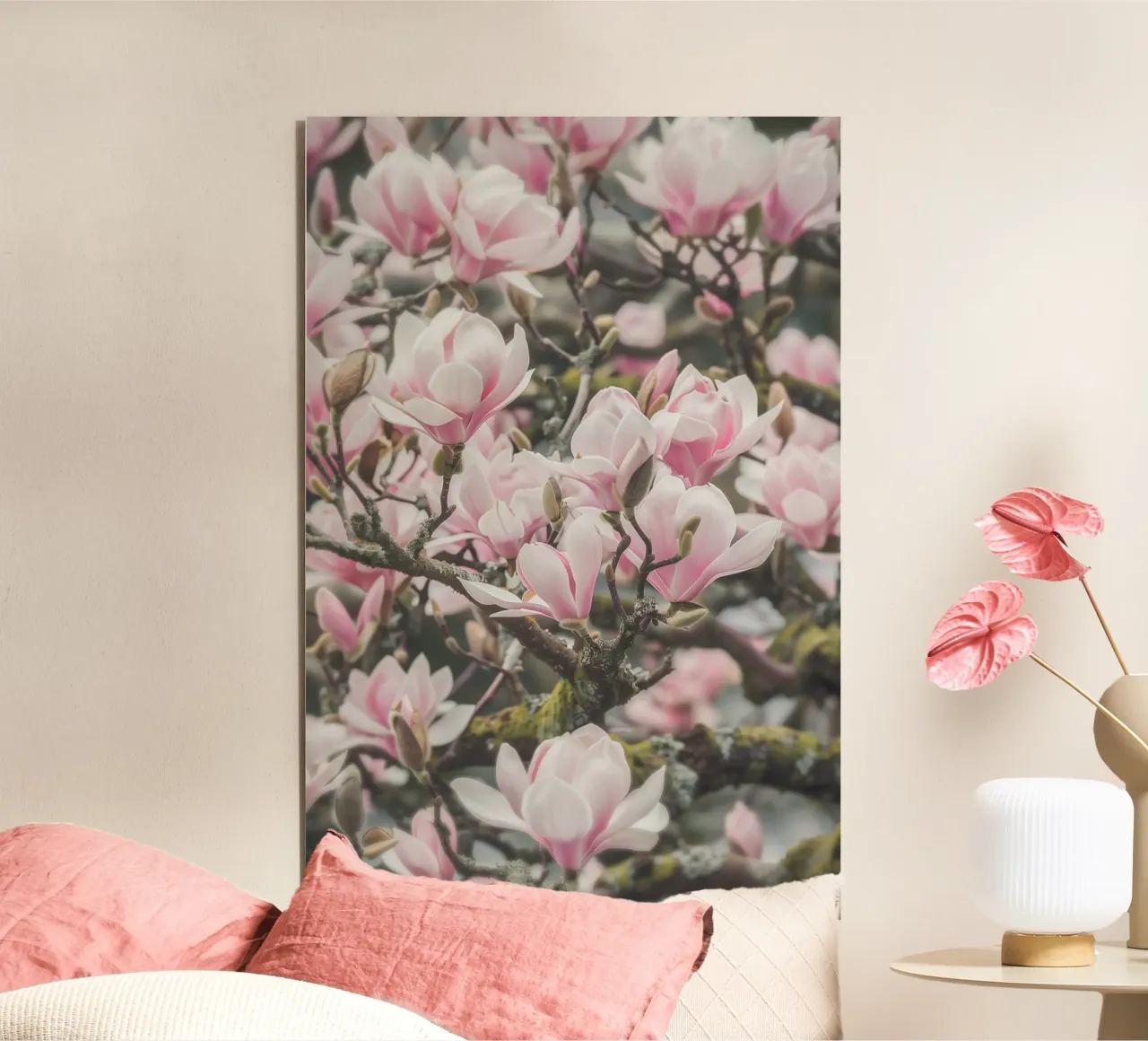 Magia dei fiori di magnolia alluminio dibond da Carinaprint