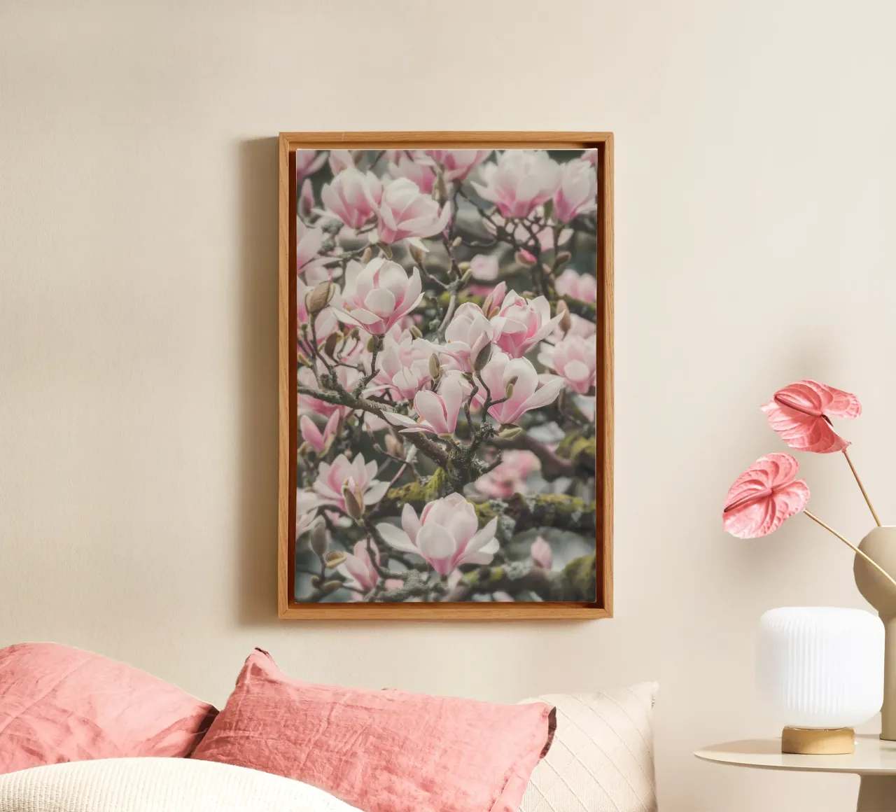 Magia dei fiori di magnolia tela con Cornice a cassetta da Carinaprint