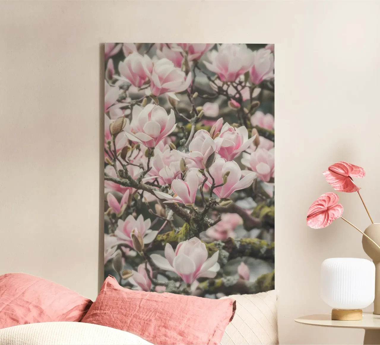 Magia dei fiori di magnolia tela con Cornice a cassetta da Carinaprint
