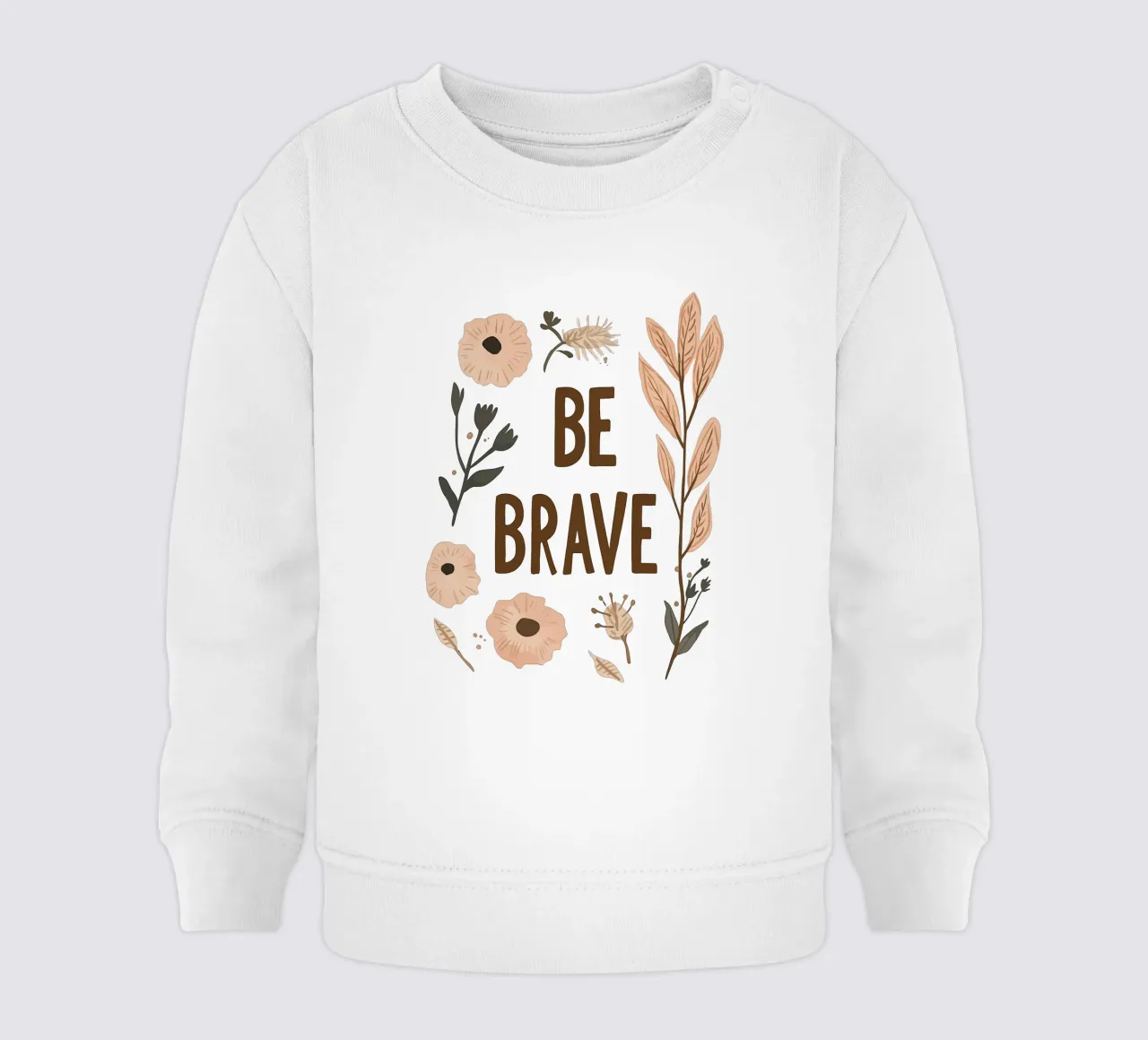 Murale boho - "Be Brave" con elementi floreali felpa neonato da KidzStudio
