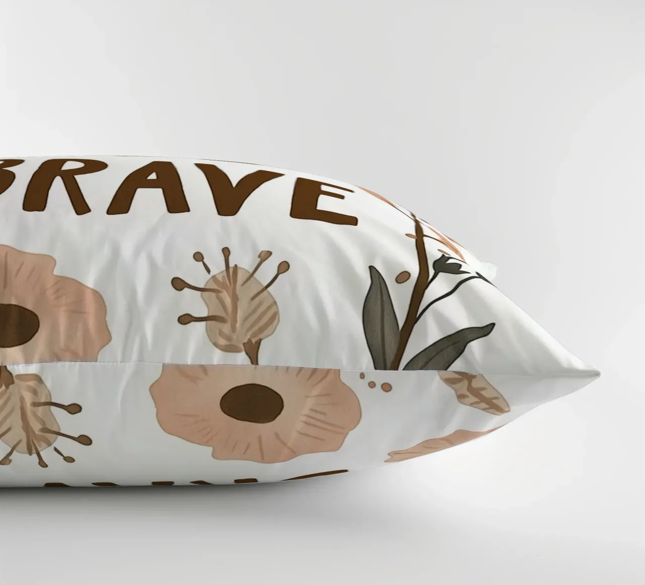 Murale boho - "Be Brave" con elementi floreali cuscino da KidzStudio