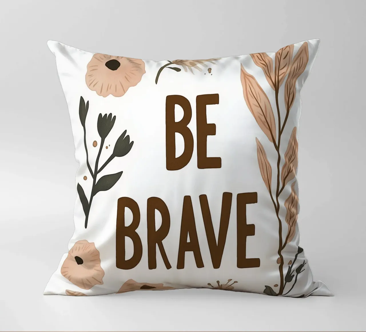 Murale boho - "Be Brave" con elementi floreali cuscino da KidzStudio
