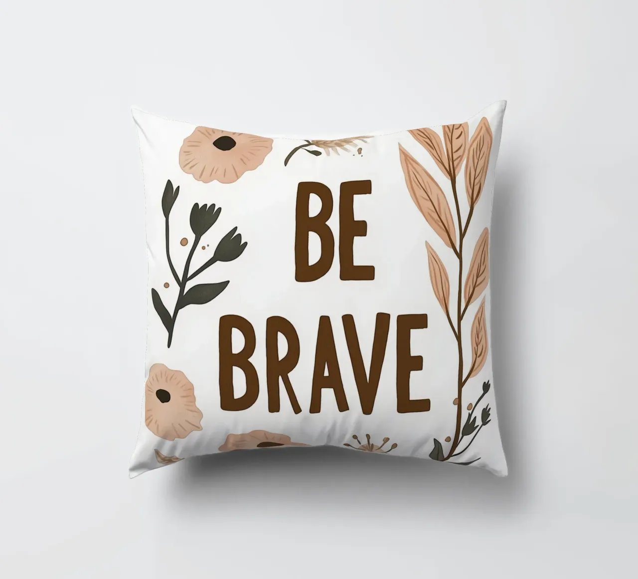 Murale boho - "Be Brave" con elementi floreali cuscino da KidzStudio