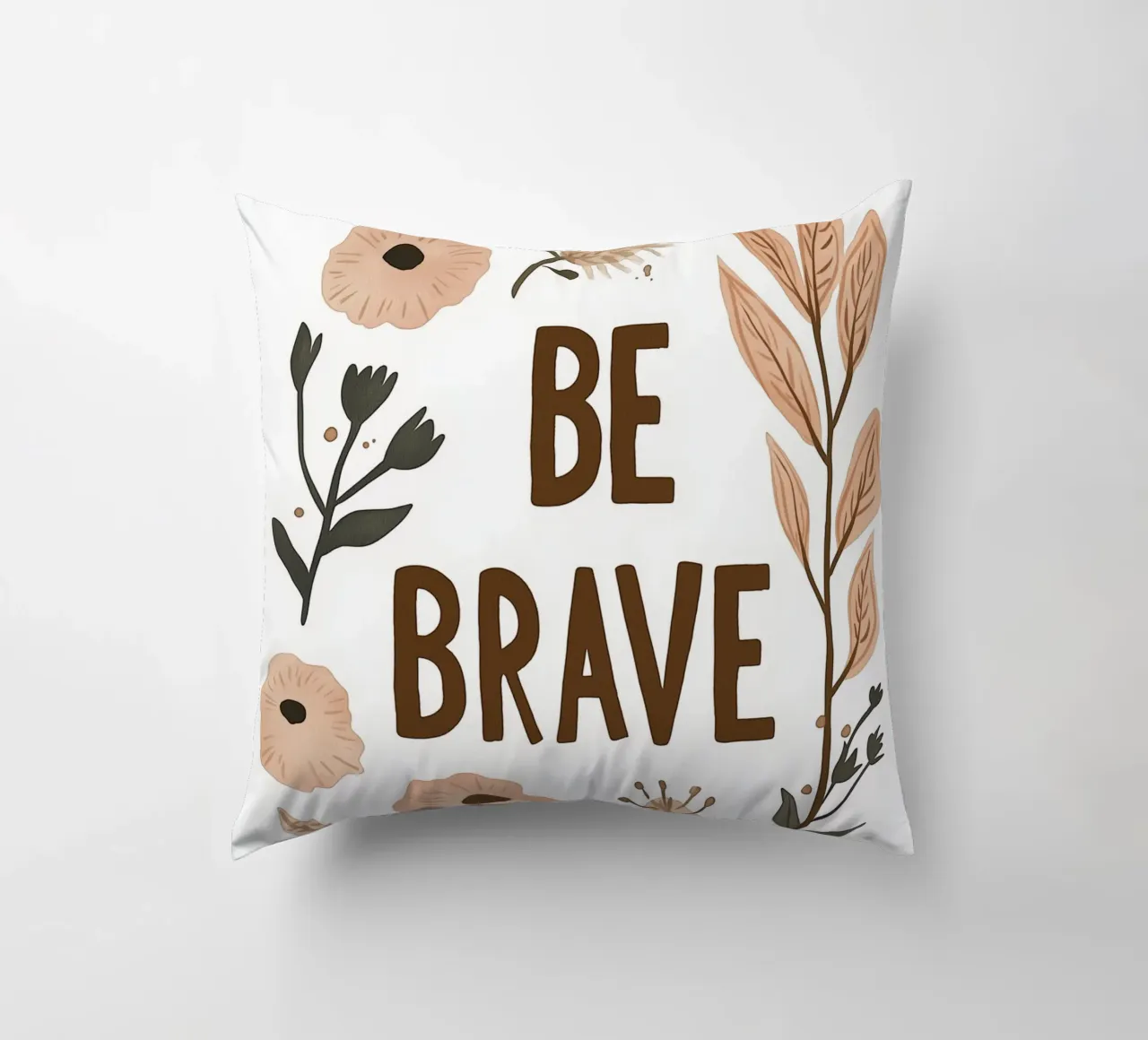 Murale boho - "Be Brave" con elementi floreali cuscino da KidzStudio