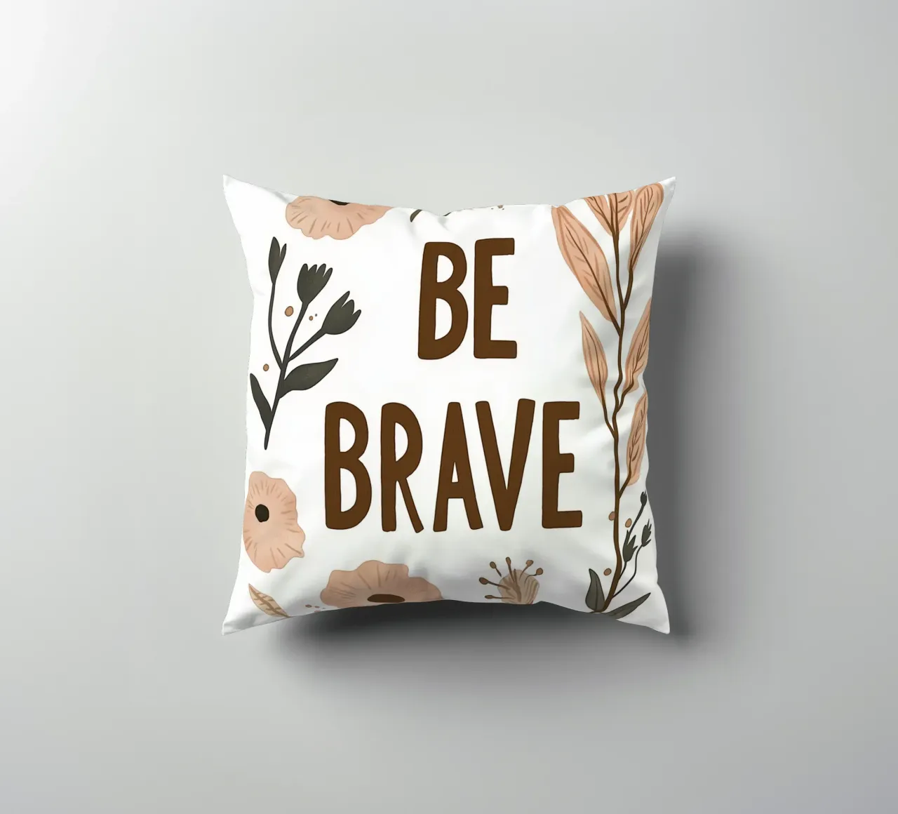 Murale boho - "Be Brave" con elementi floreali cuscino da KidzStudio