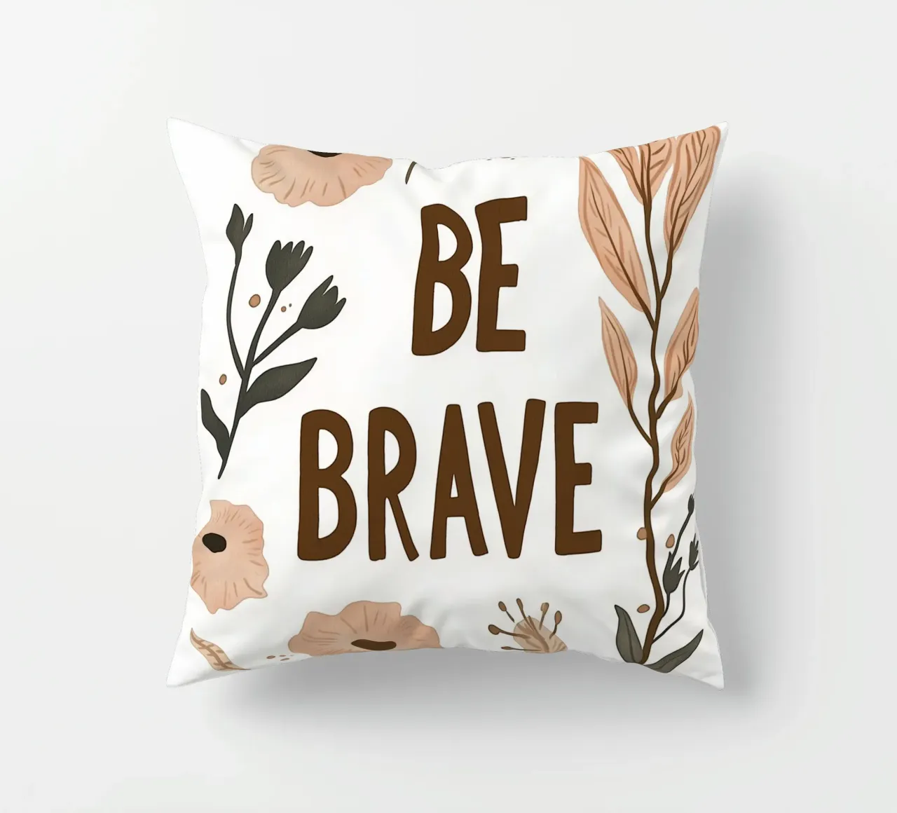 Murale boho - "Be Brave" con elementi floreali cuscino da KidzStudio