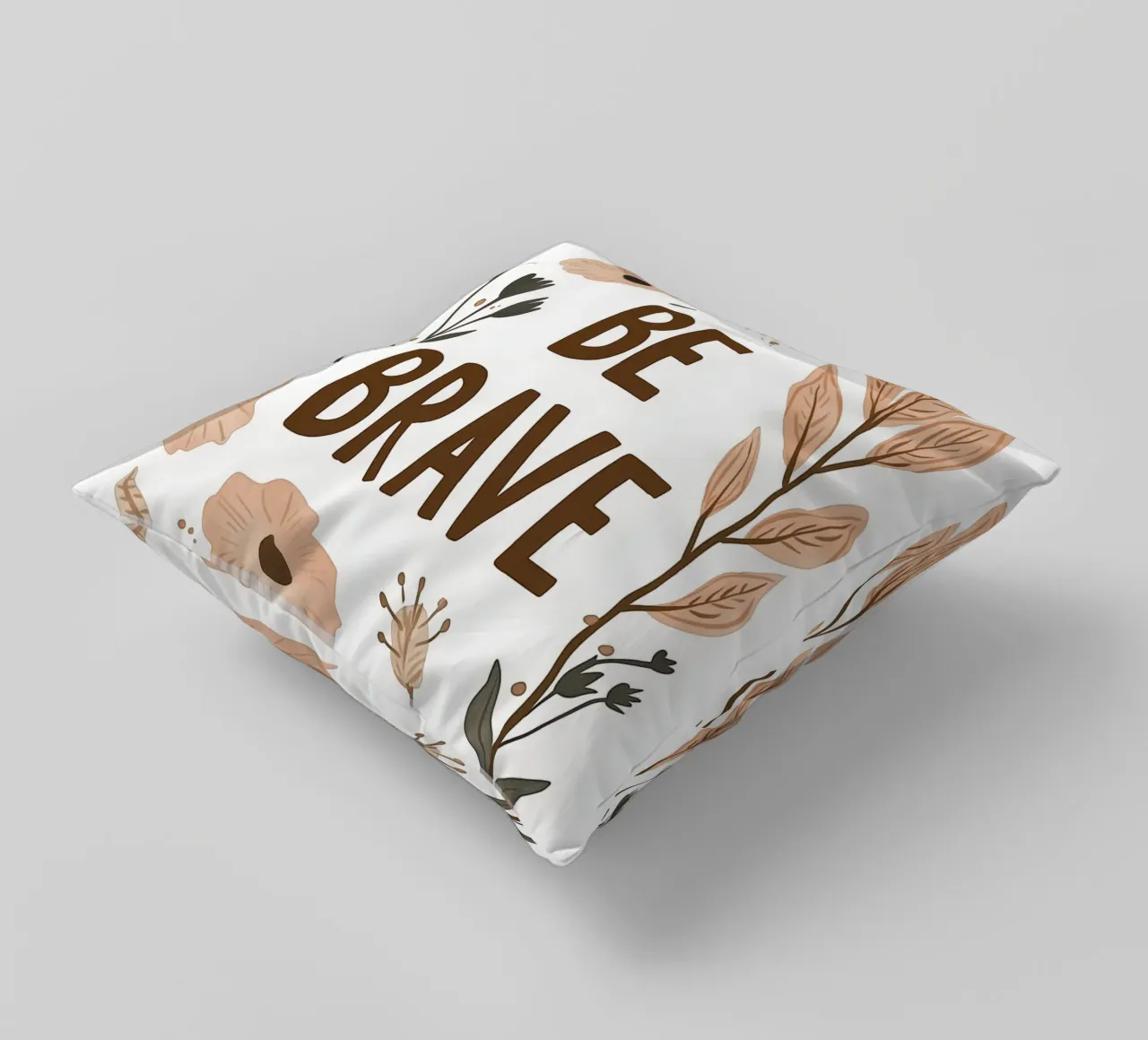 Murale boho - "Be Brave" con elementi floreali cuscino da KidzStudio