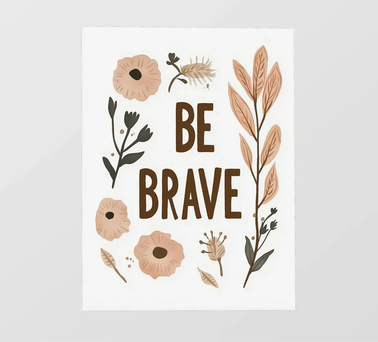 Murale boho - "Be Brave" con elementi floreali pellicola backlit da KidzStudio