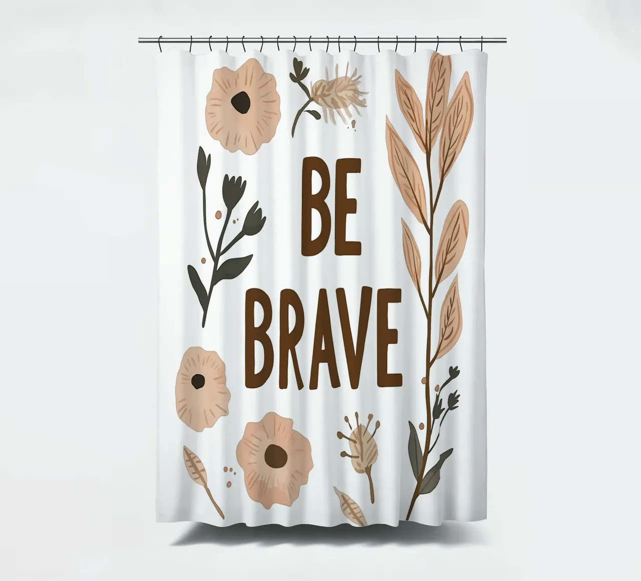 Murale boho - "Be Brave" con elementi floreali tenda da doccia da KidzStudio