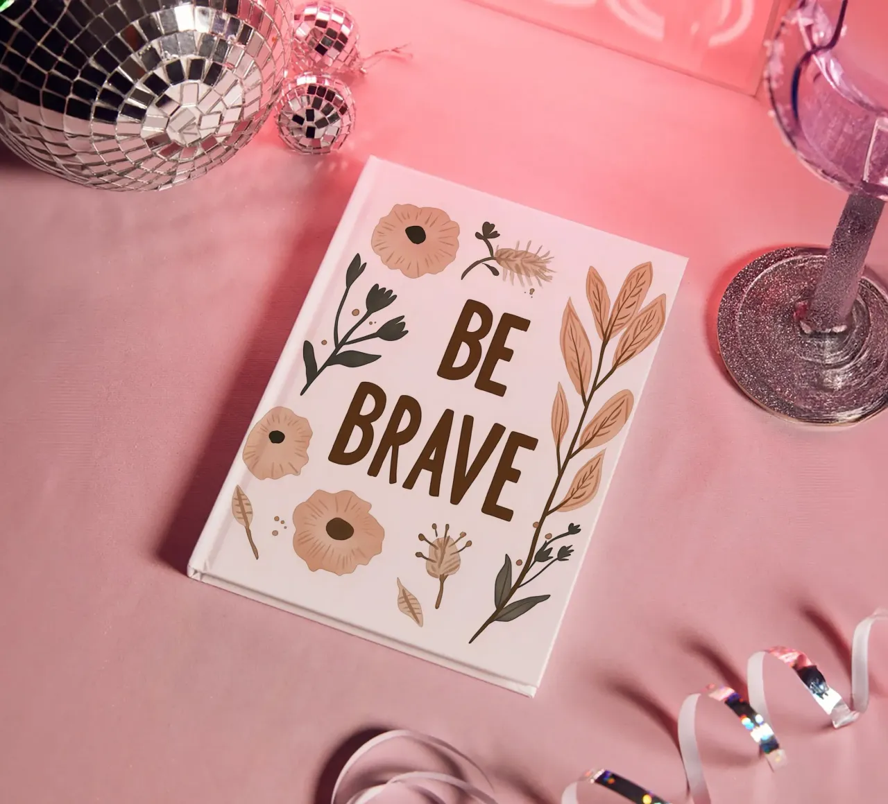 Murale boho - "Be Brave" con elementi floreali diario da KidzStudio