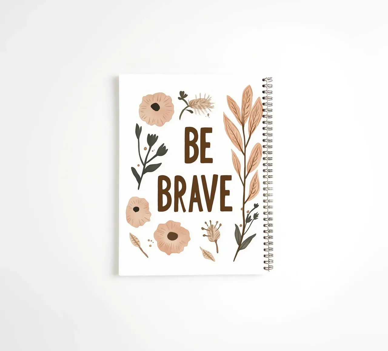 Boho mural - "Be Brave" with floral elements spiral notebook by KidzStudio