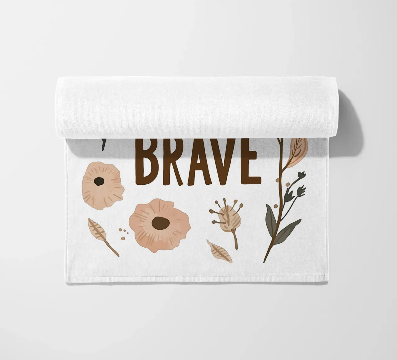 Murale boho - "Be Brave" con elementi floreali telo mare da KidzStudio