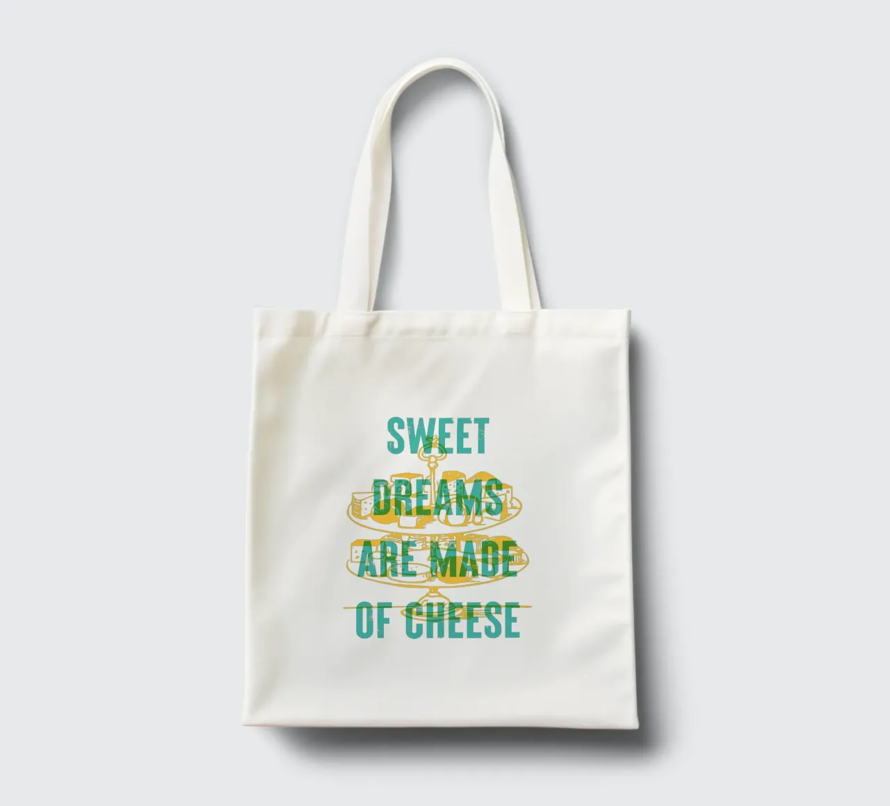 Sweet dreams are made of cheese tote bag by Vintagrafica